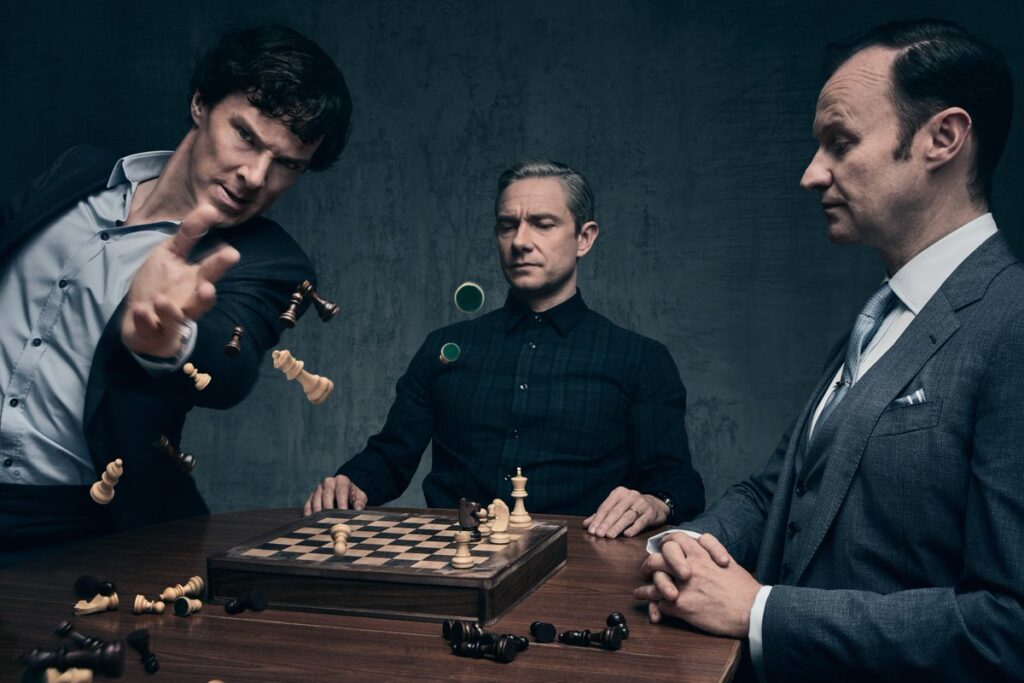 Sherlock, Watson and Mycroft Source