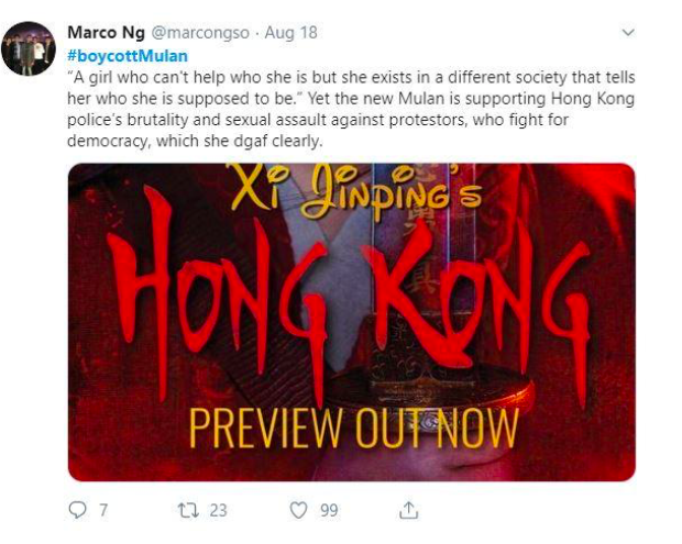 Mulan social media backlash