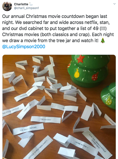 Christmas movies tweet