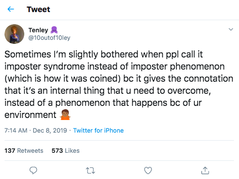 tweet Imposter Syndrome