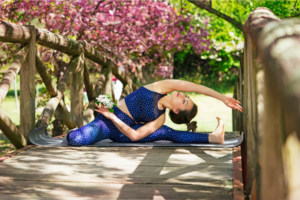 woman doing yoga pose. health, stress relief, balance hormones