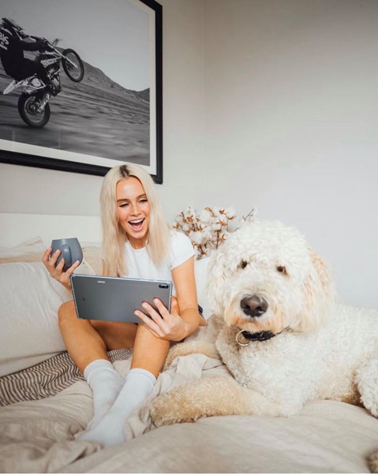 DJ Tigerlily and her dog starting off the day with wellness