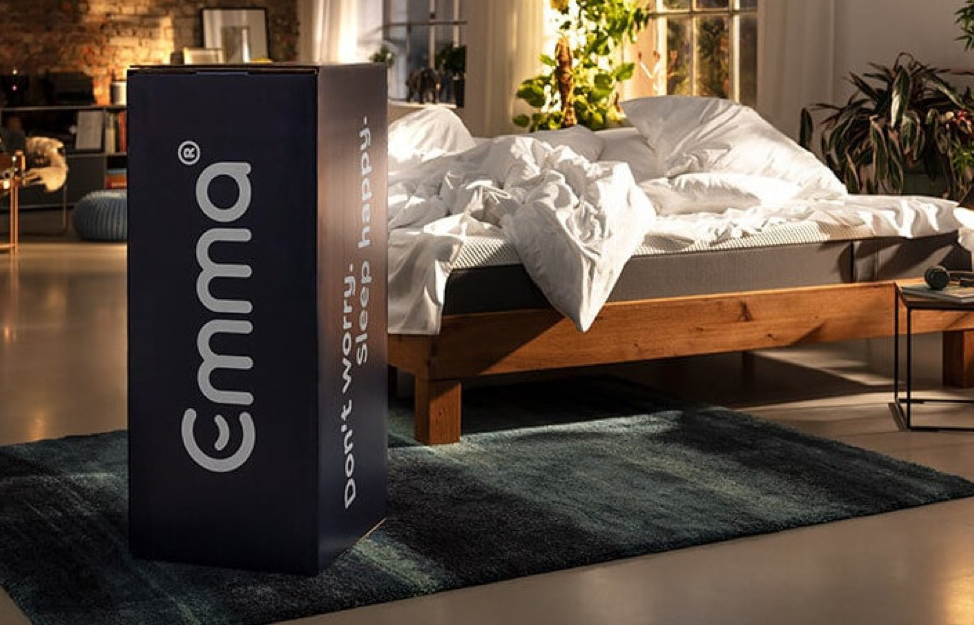 a picture of the box and branding of an Emma Mattress