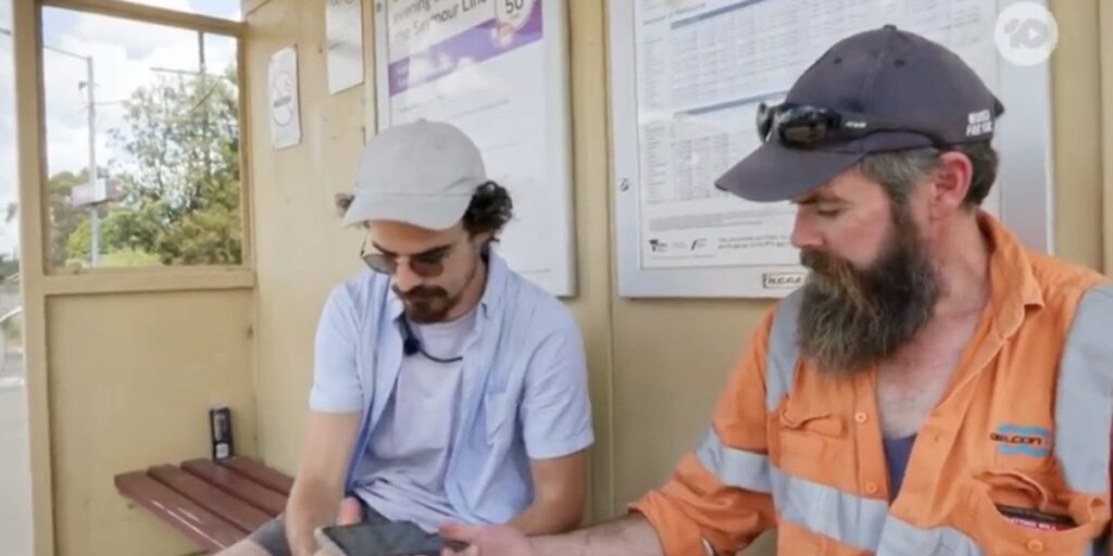 Ben and Callum at train station on Hunted