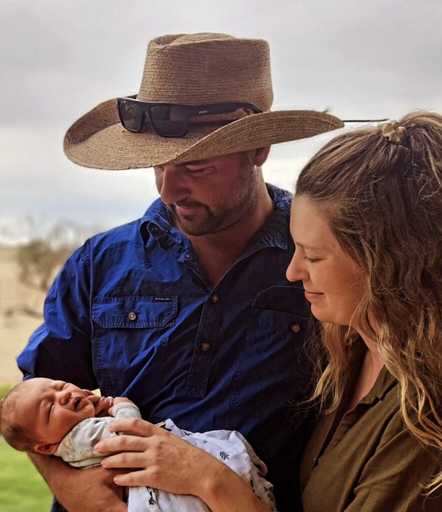 Brad Jones, Claire Hoskings and baby Roy. Instagram