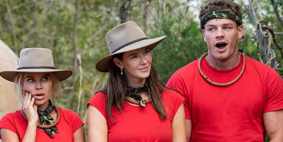 Skye Wheatley, Brittany Hockley and Callum Hole on I'm a Celebrity. Image: Ten.
