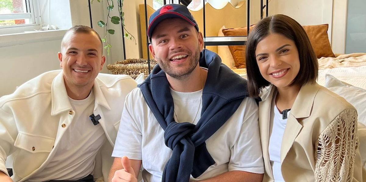 Tristan from MAFS with Gian and Steph from The Block