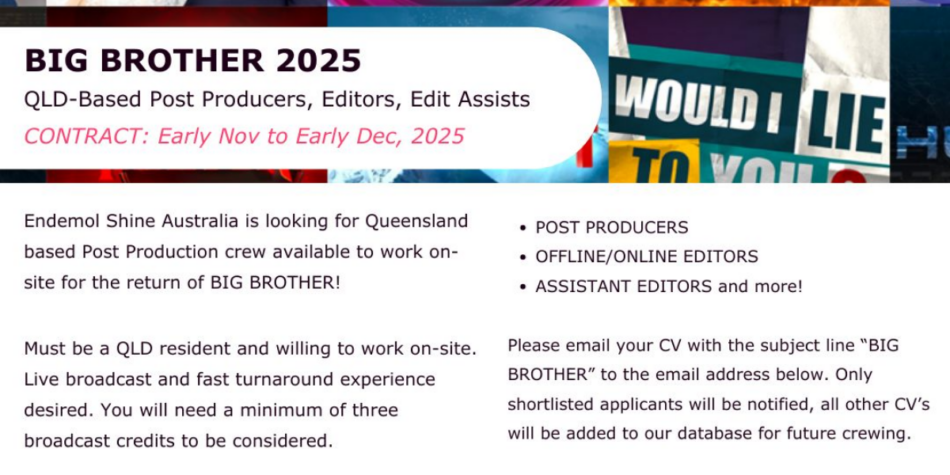 Big Brother 2025 job advertisement air date