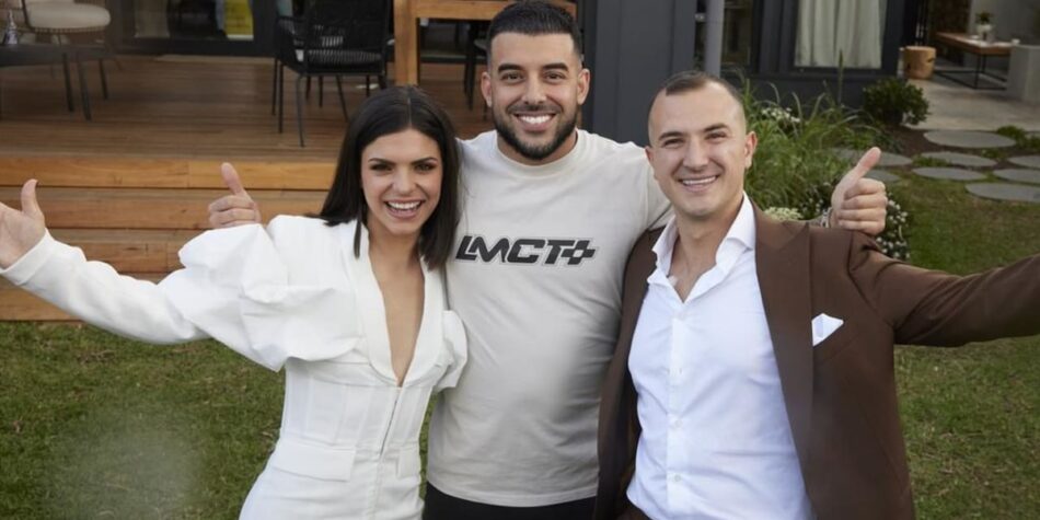 The Block's Steph and Gian with Adrian Portelli