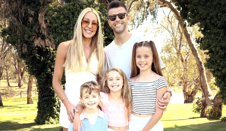 Trent Cotchin, his wife Brooke and their three children