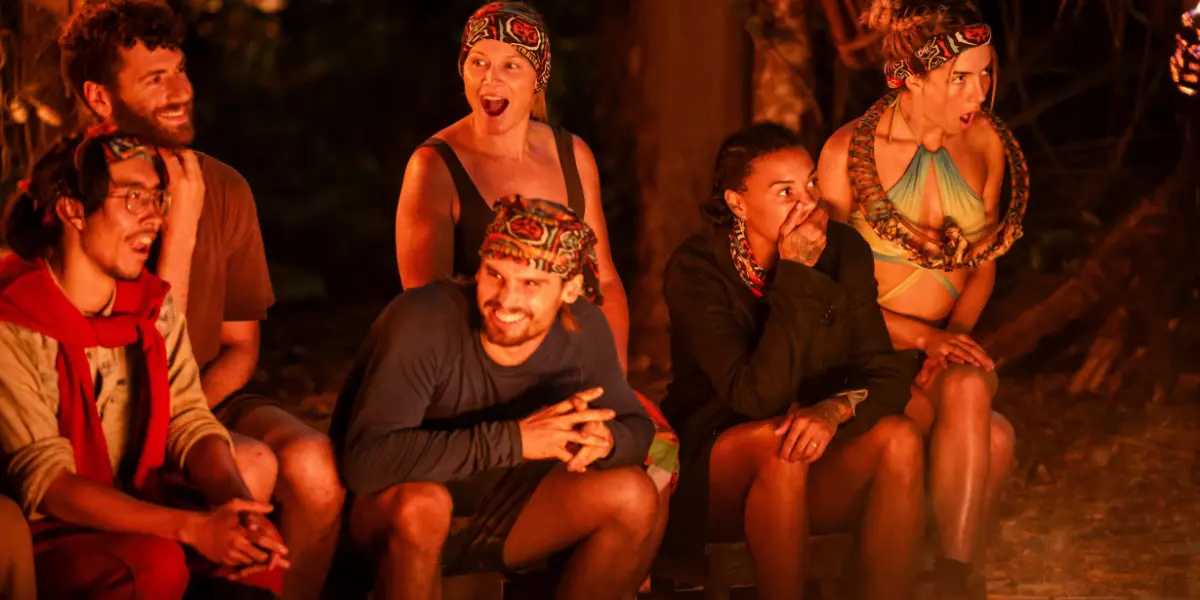 Contestants react with shock and excitement during a dramatic Tribal Council on Australian Survivor 2025