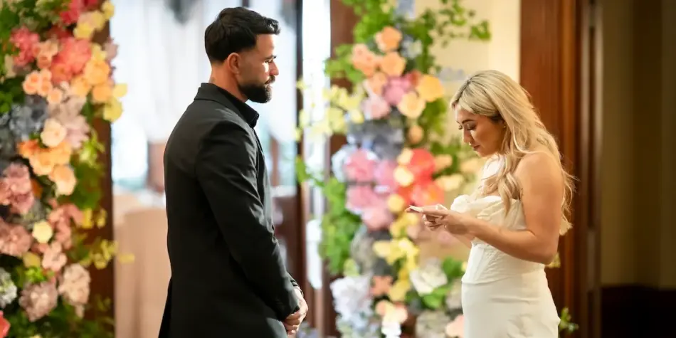Adrian and his TV wife Awhina Rutene on MAFS 2025. Image: Nine. 