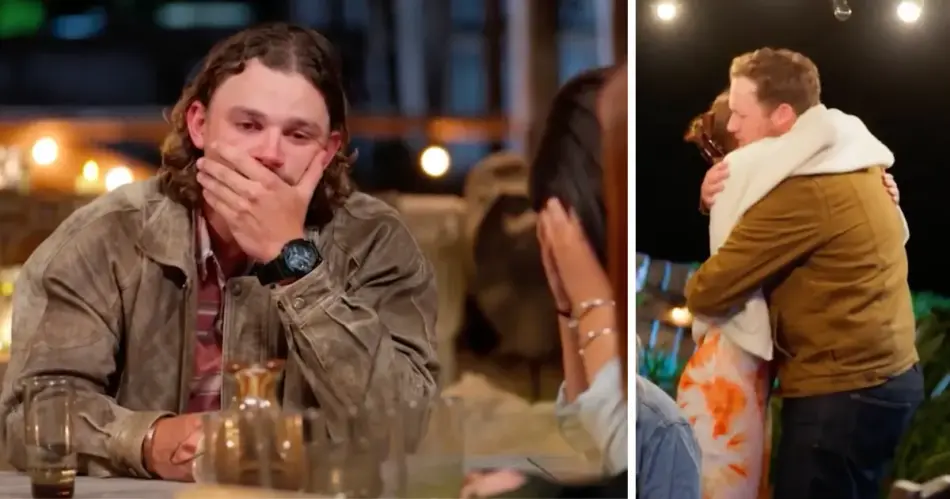 Farmer Wants A Wife's Jarrad looking upset while Corey hugs a woman
