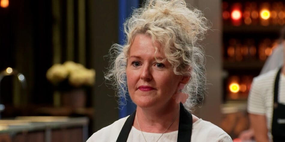 Cath learning that she is eliminated from MasterChef 2025. Image: Ten.