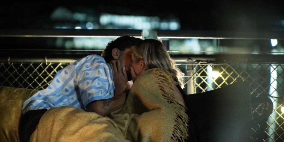 Chloe and Bernie kissing at the final Dinner Party.