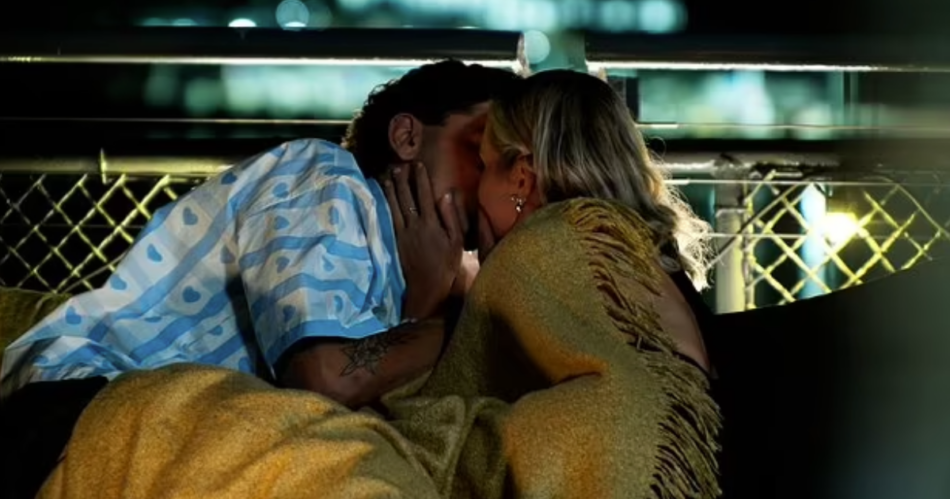 Love Triangle's Chloe and Bernie sneak a kiss in