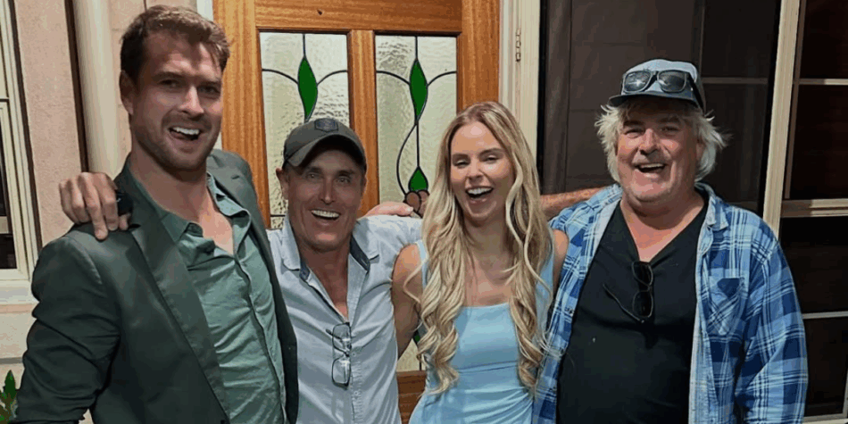 Farmer Thomas and Clarette with crew on Farmer Wants A Wife 2025