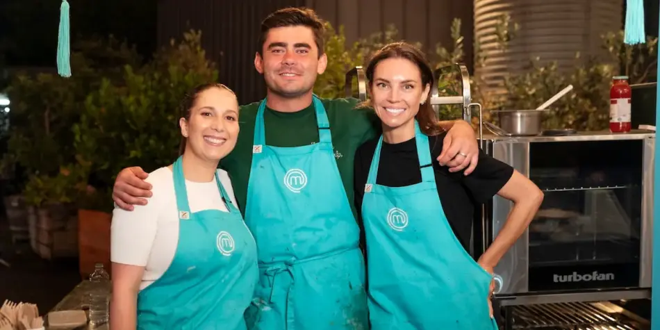 Declan, Sarah and Laura on MasterChef