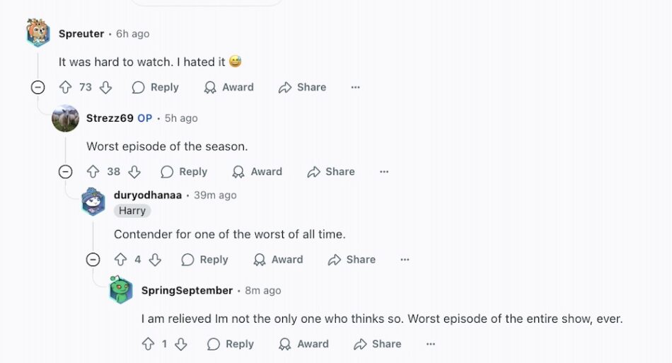 Viewers respond to the MasterChef episode on Reddit.