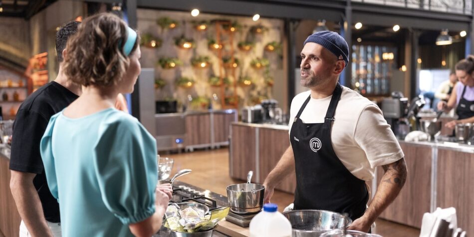 Theo with MasterChef judges Sofia and Andy. 