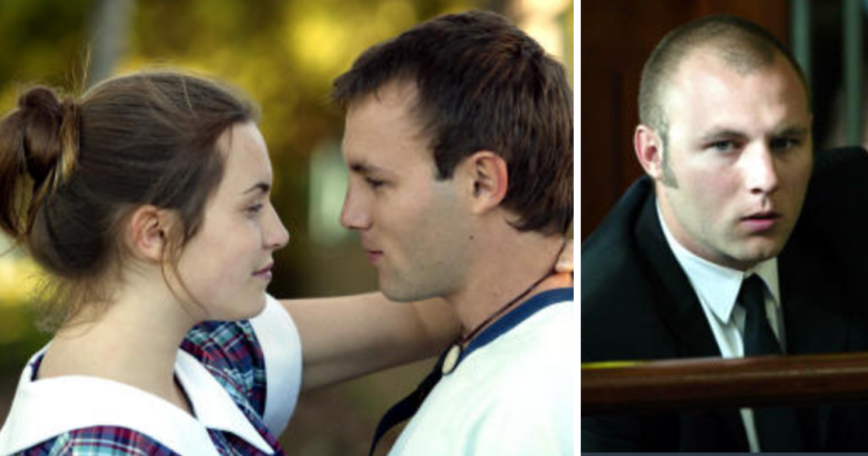 Kirsty and Kane look into each other's eyes on Home and Away and Kade (Sam Atwell) pictured in court