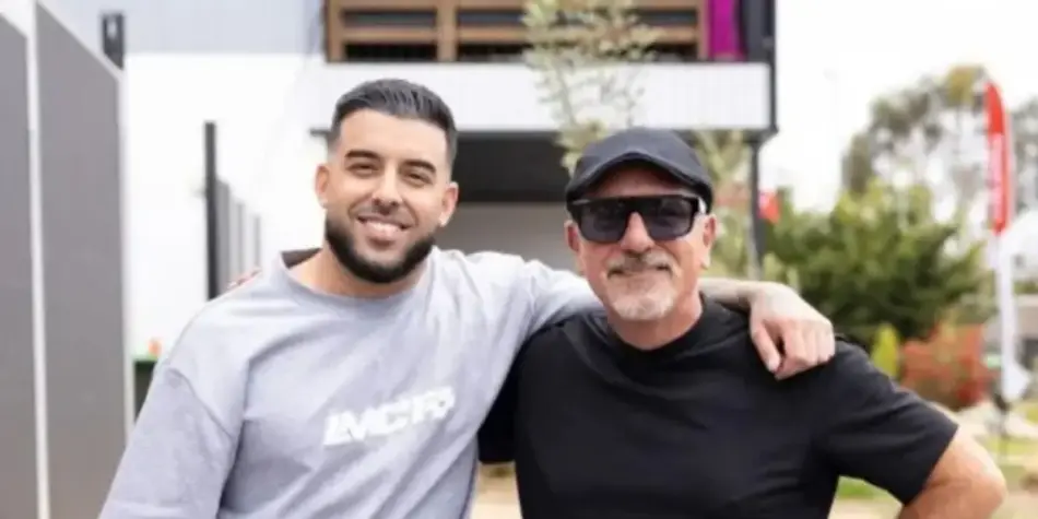 Adrian Portelli pictured with The Block producer Julian Cress at the Block Auction in 2024