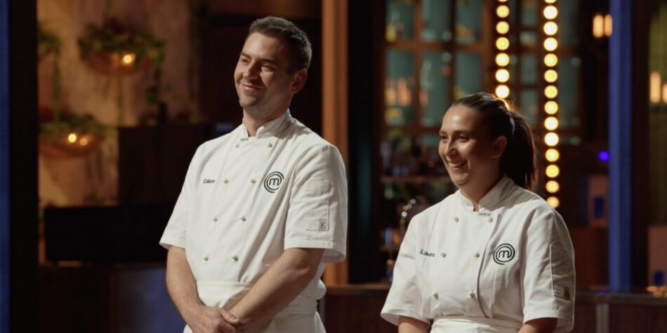 Laura and Callum during the first round of the MasterChef 2025 grand finale. 