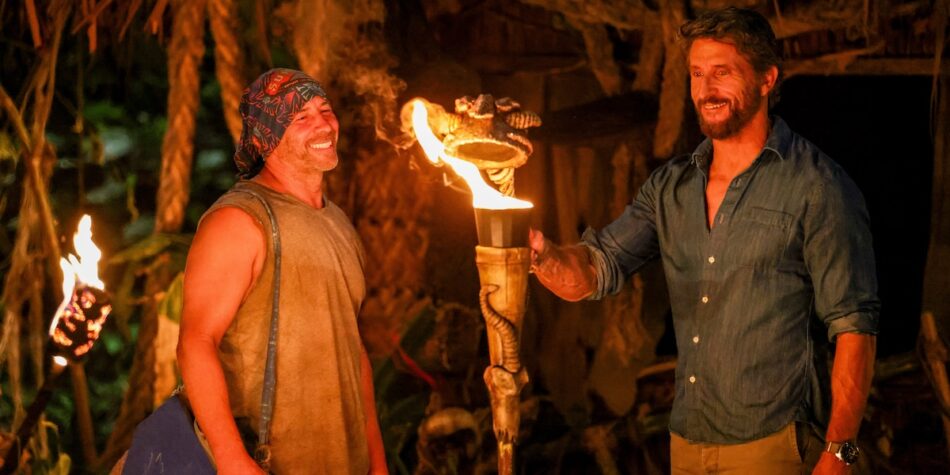 Jonathan LaPaglia and Tony Vlachos on Survivor: Australia v the World.