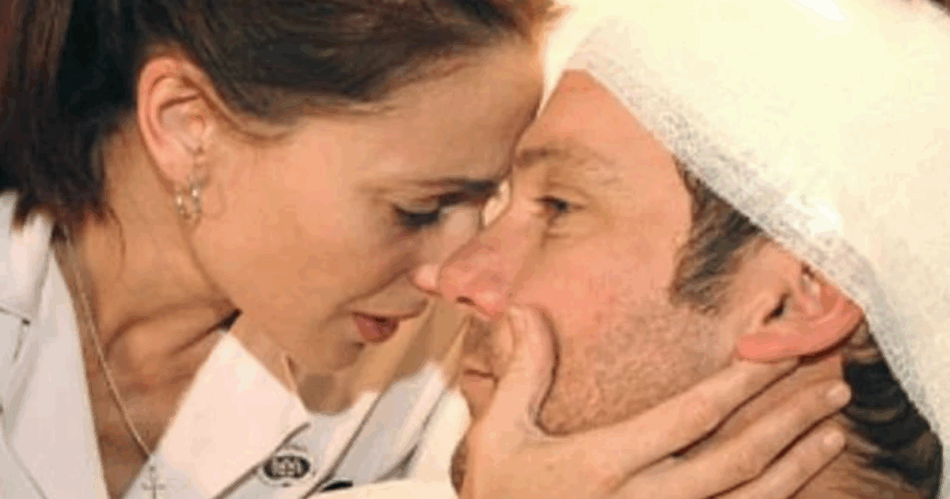 Georgie Parker as Terri on All Saints Pictured with Erik Thompson as Dr Mitch
