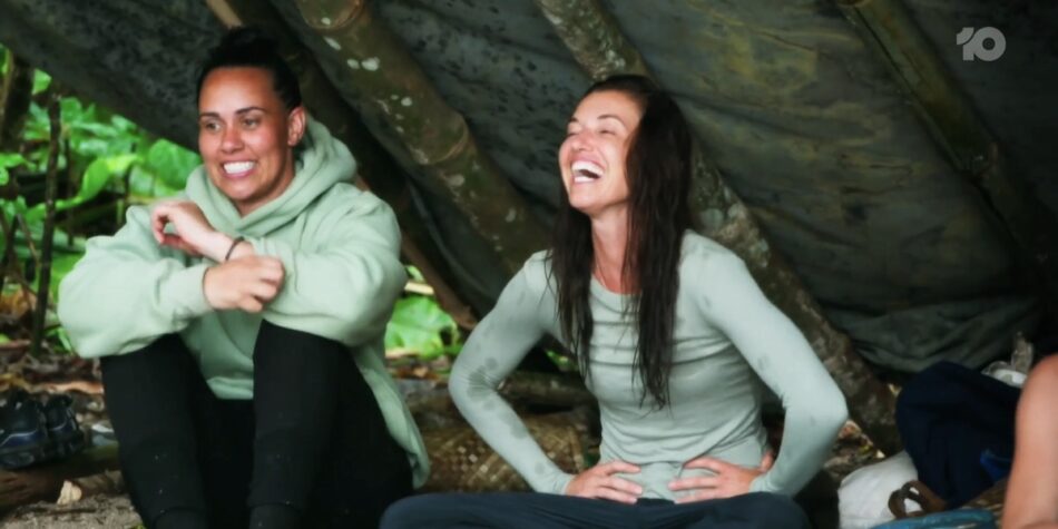 Parvati and Kirby at camp on Survivor: Australia v The World. Image: Ten.