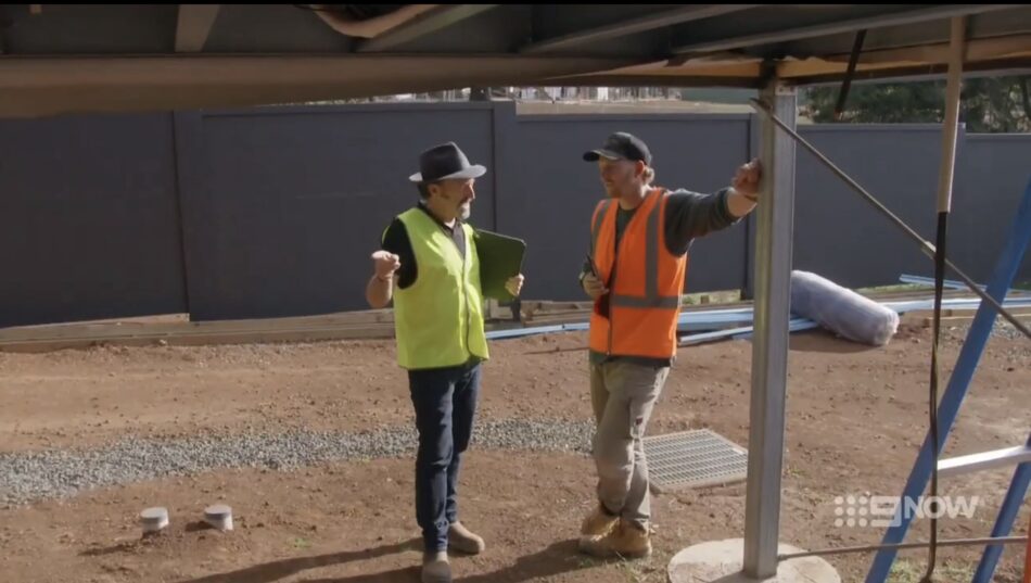 Ben making plans for his wine room with The Block architect Julian Brenchley.