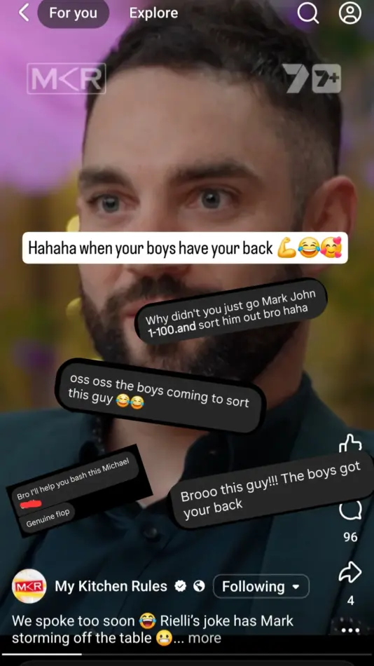 My Kitchen Rules MKR 2025 Mark Instagram story about Michael