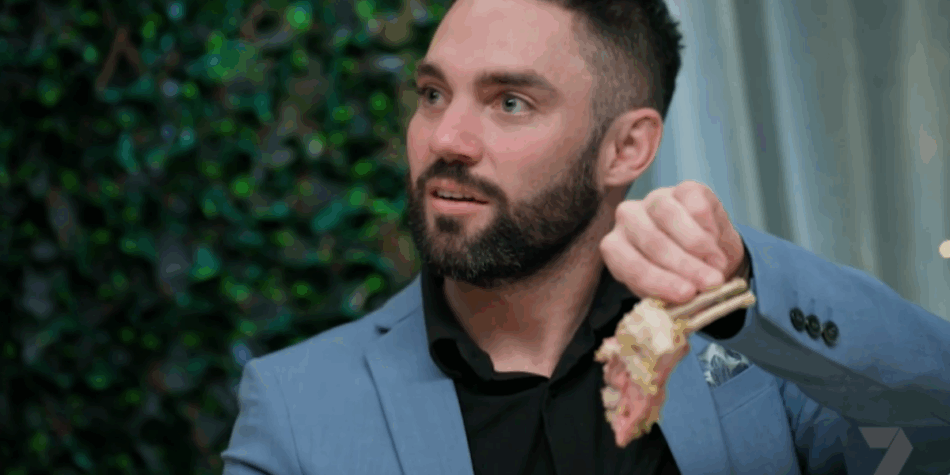 Mark on My Kitchen Rules MKR 2025 with Michael's lamb
