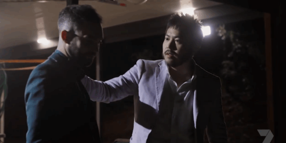 Mark and Tan outside the My Kitchen Rules MKR 2025 instant restaurant