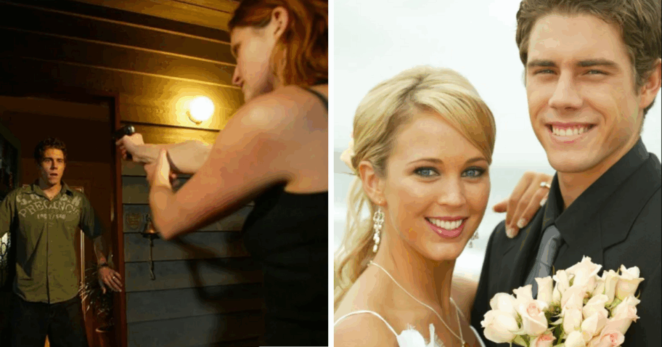 Noah death Home and Away and Noah pictured with hayley on their wedding day 