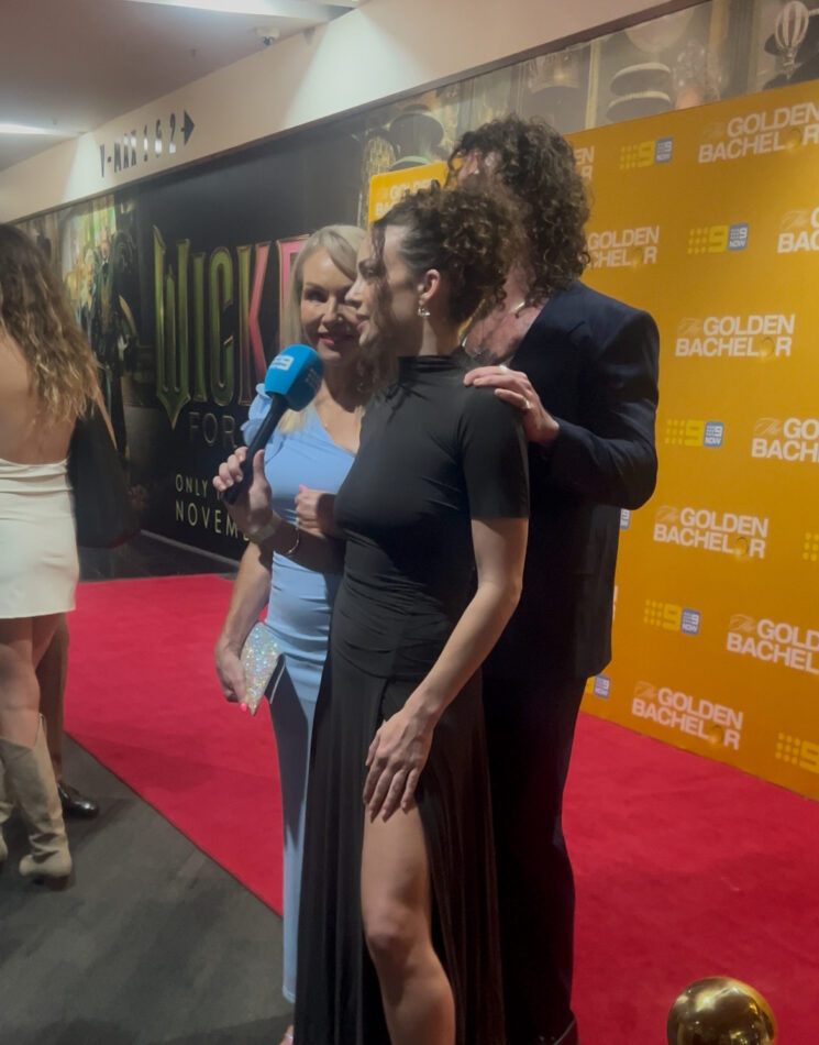 Laura Junner, Adam Hyde, Abbie Chatfield on the Golden Bachelor red carpet 