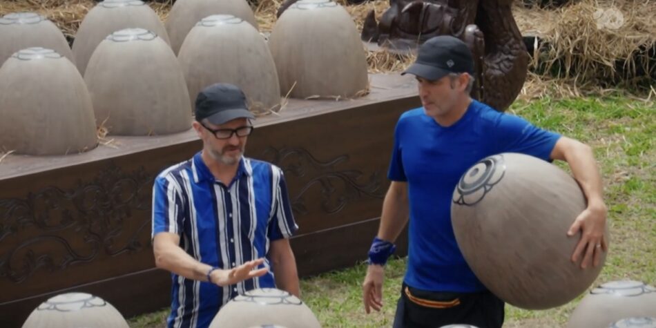 Bernie and Steve putting together the final puzzle on The Amazing Race.