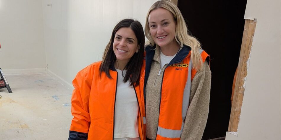 Britt with The Block 2023 winner Steph Ottavio. Image: Nine.