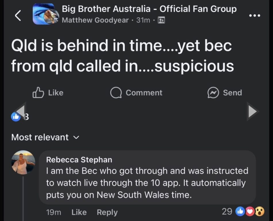 Big Brother fan claims to be the mystery caller. Image: Ten.