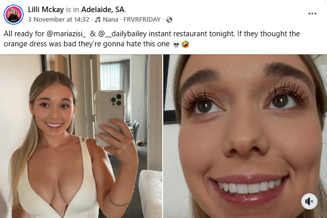 Lil from MKR 2025 addressing her outfit haters on Facebook