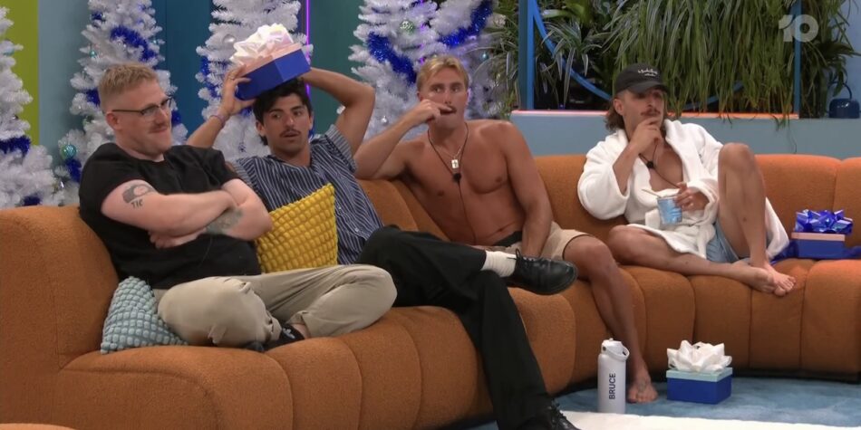 Conor, Vinnie, Bruce and Colin in the Big Brother house. Image: Ten.