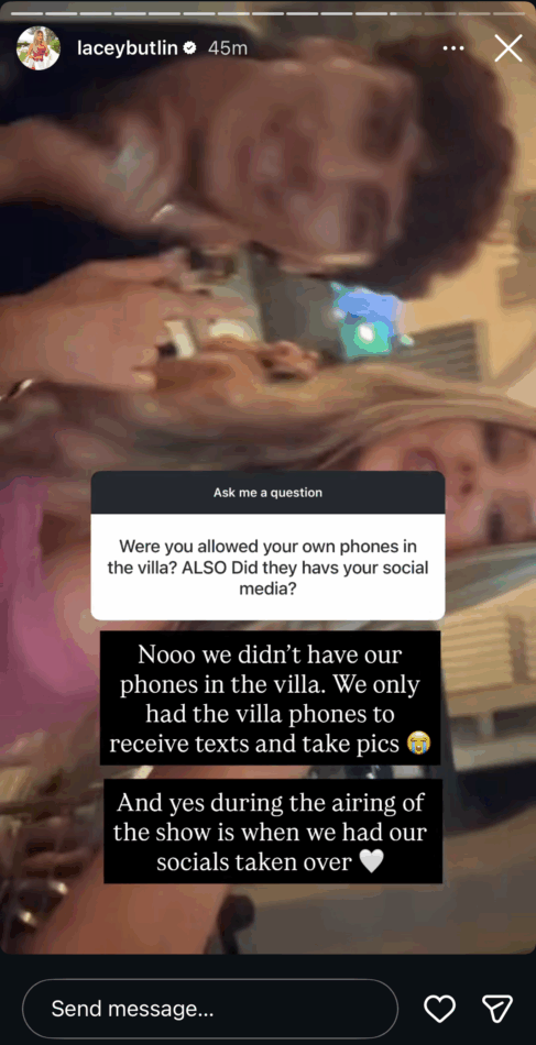 Lacey's story. Image: Instagram.