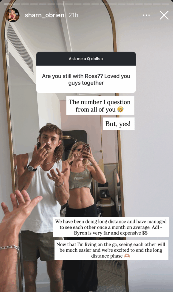 Sharn's IG story. Image: Instagram.