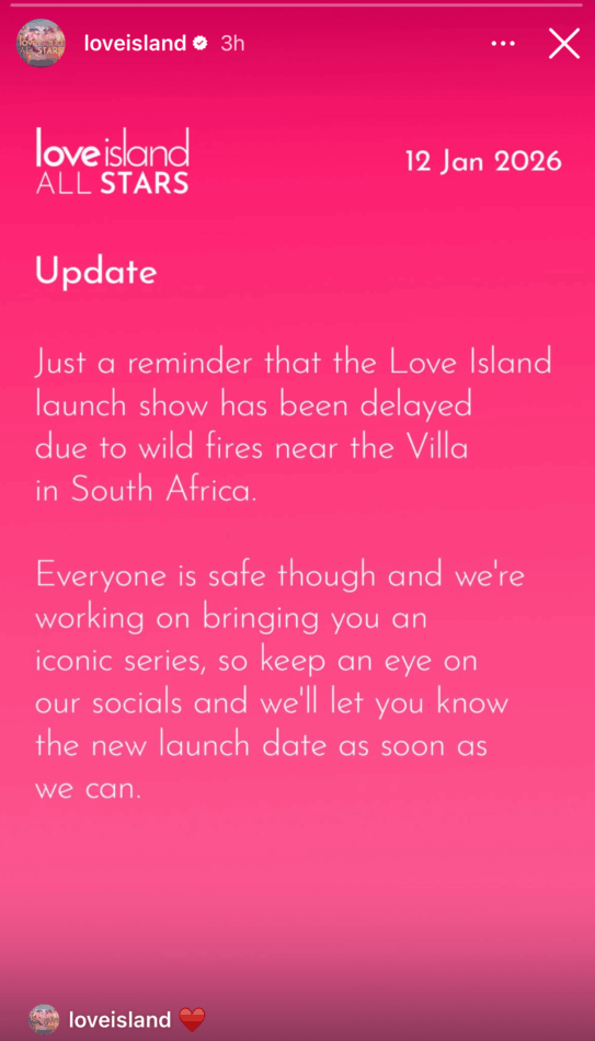 Instagram story by the official Love Island account