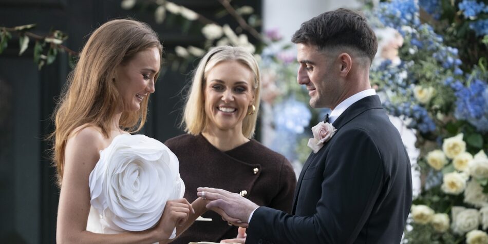 Brook and Chris at their wedding. Image: Nine.