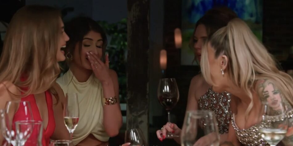 Brook, Mel, Bec and Gia at the second Dinner Party. Image: Nine.