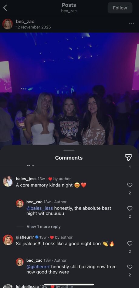 Bec's instagram posts