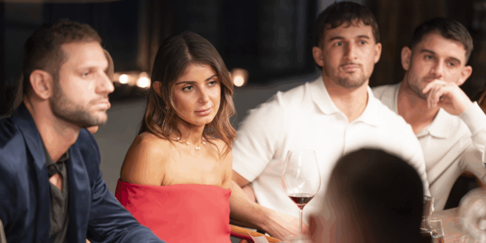 Mel and Luke at MAFS 2026 dinner party