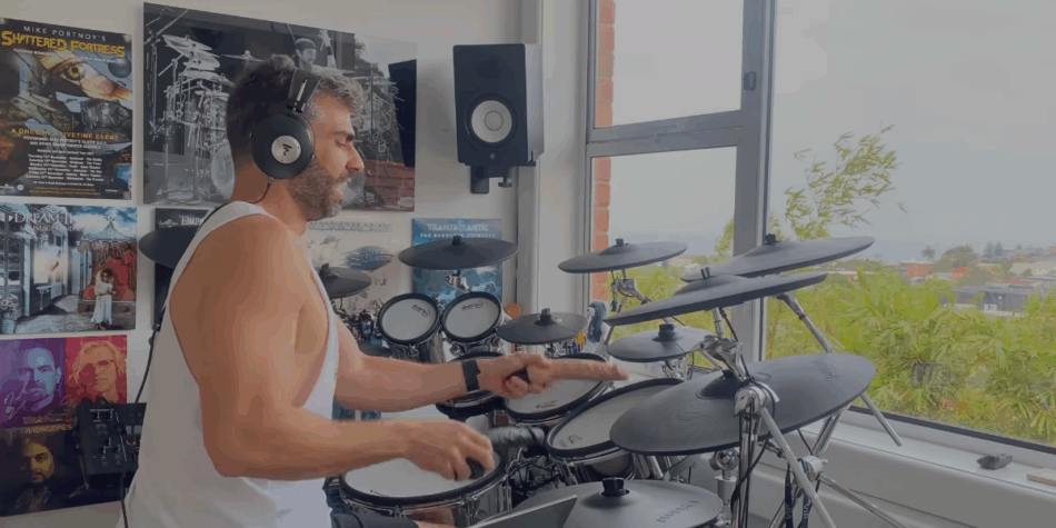 MAFS contestant Joel playing the drums with two dildos