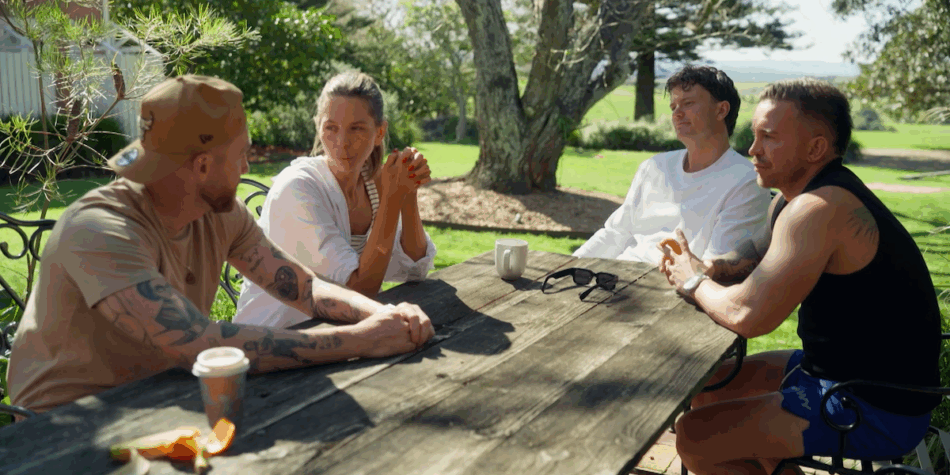 Dany, Bec, Sammy and Chris at the Couples' Retreat. Image: Nine.